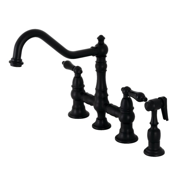 KS3270PKLBS Duchess Bridge Kitchen Faucet W/ Brass Sprayer, Matte Black
